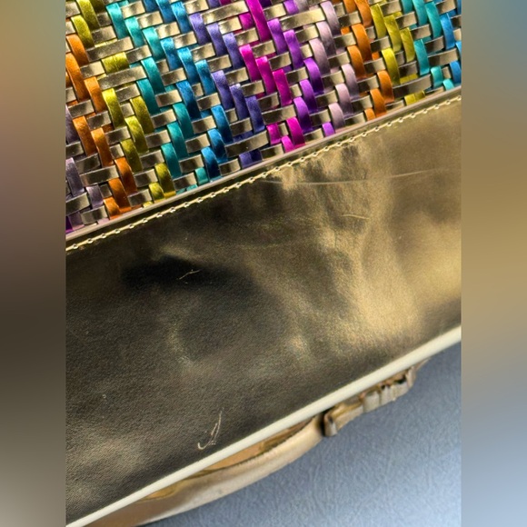 🆕 KURT GEIGER LONDON 🧿 NWOT SM Kensington Square Shopper Tote Metallic Rainbow - Picture 8 of 16